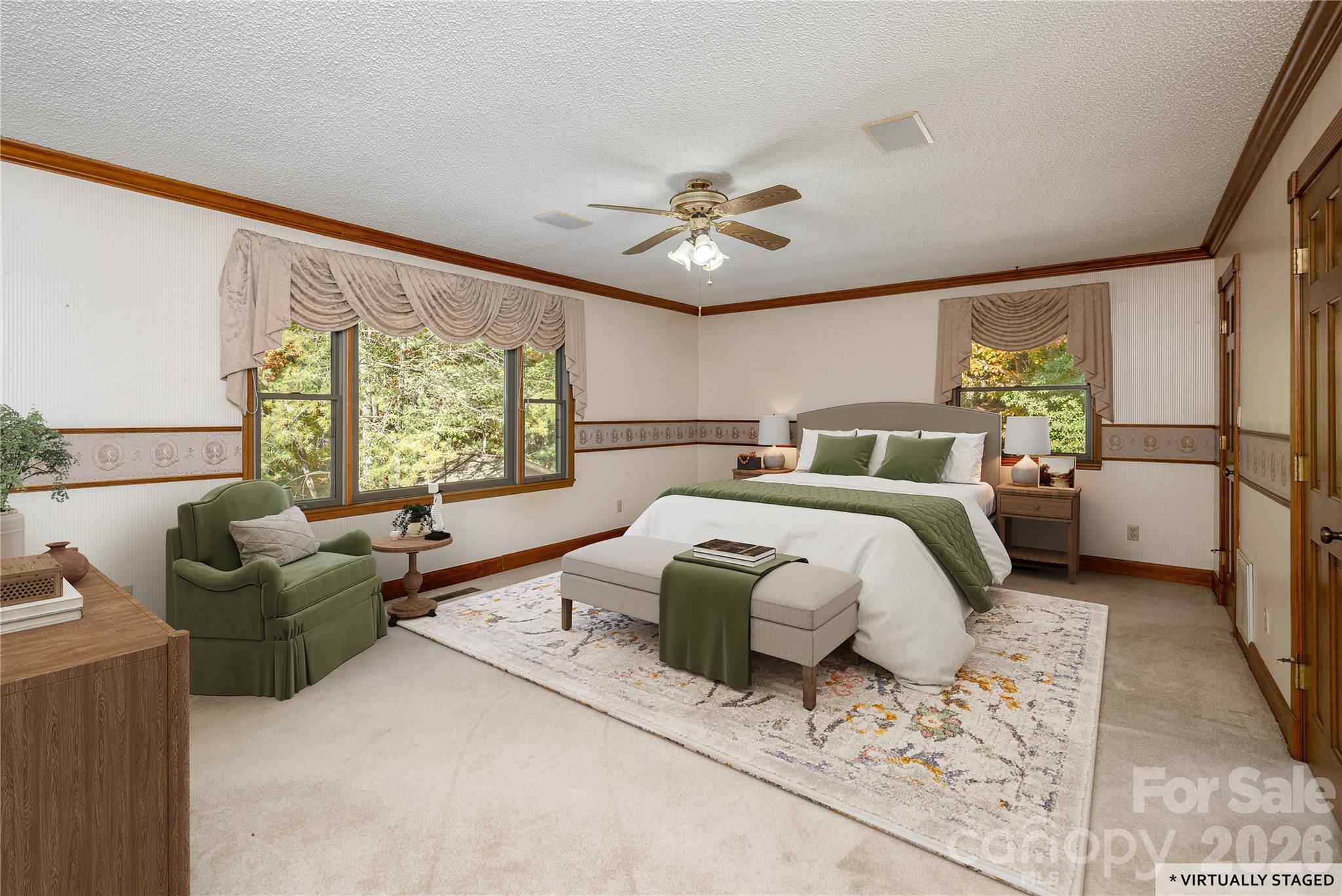 One of two primary ensuite bedrooms on main level-vs - 20 Wild Cherry Drive, Mills River
