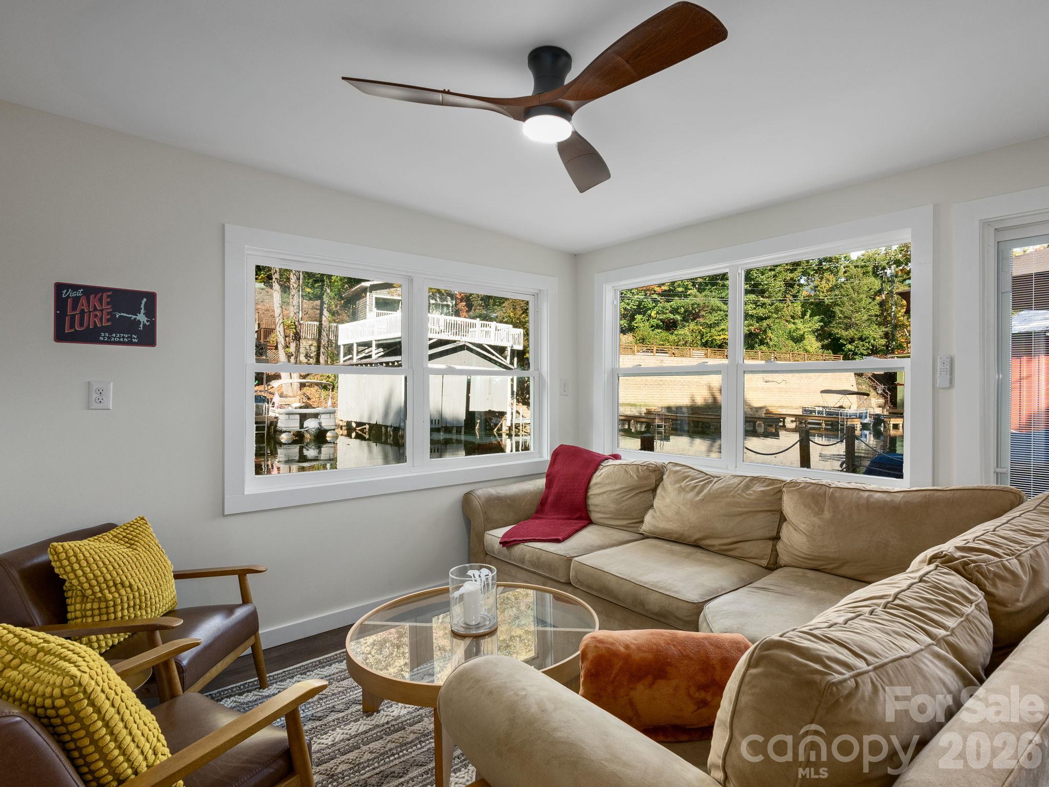 Bright Living Room Overlooking the Cove - 1942 Memorial Highway, Lake Lure