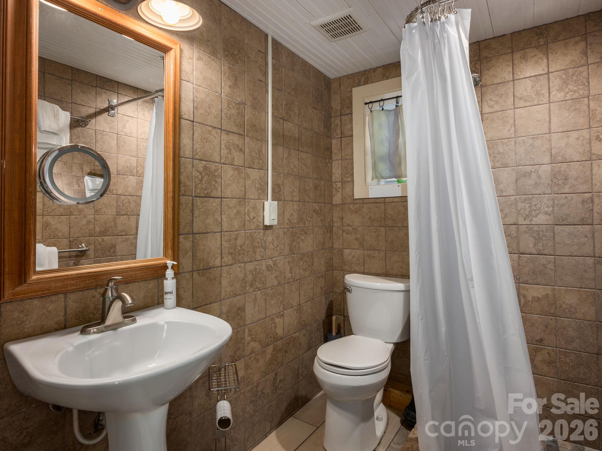 Full Bathroom in the Guest Cottage - 1942 Memorial Highway, Lake Lure