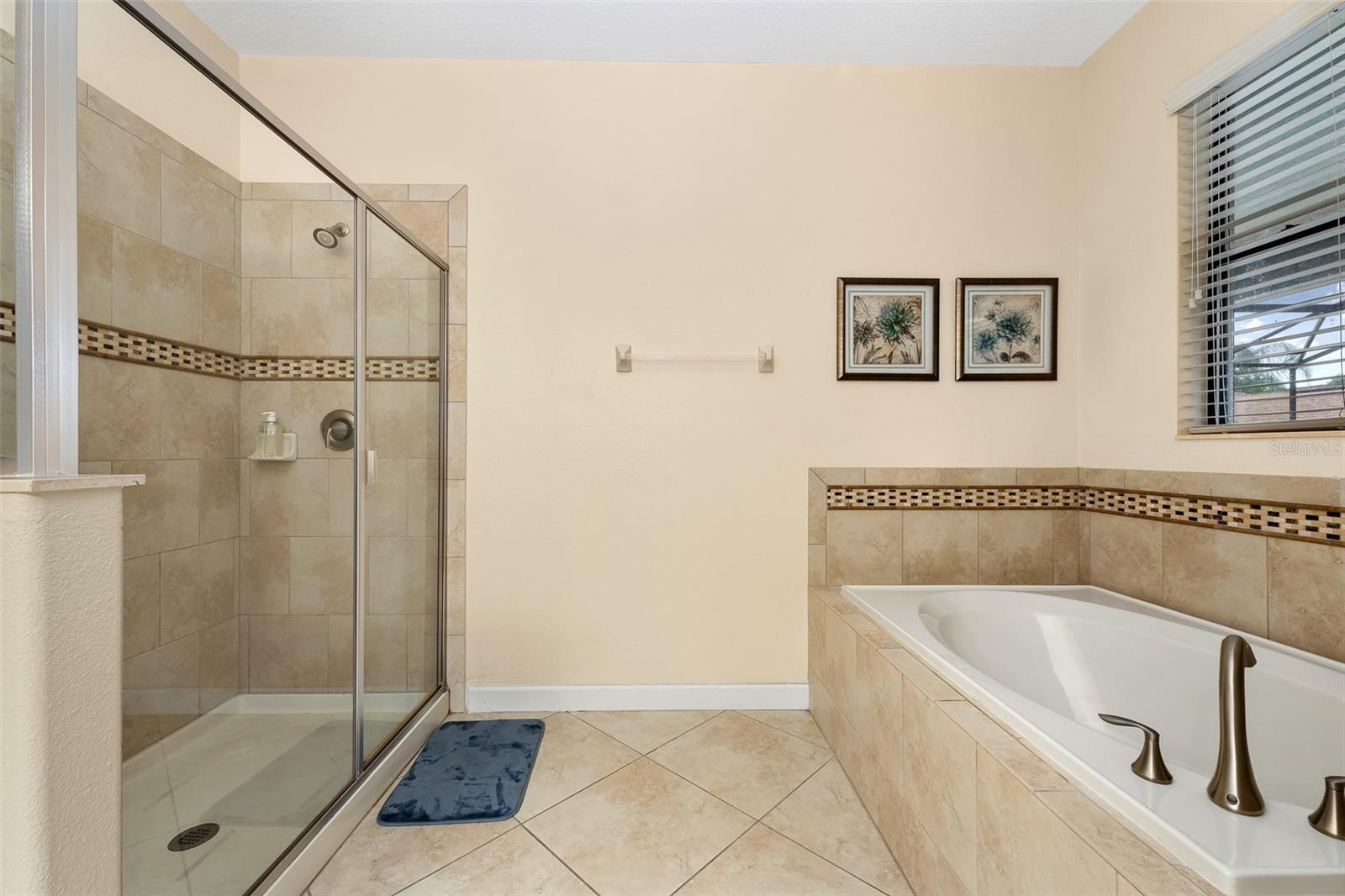 Primary Bathroom Featuring a Soaking Tub and Separate Glass-Enclosed Shower - 1520 MOON VALLEY DR, DAVENPORT