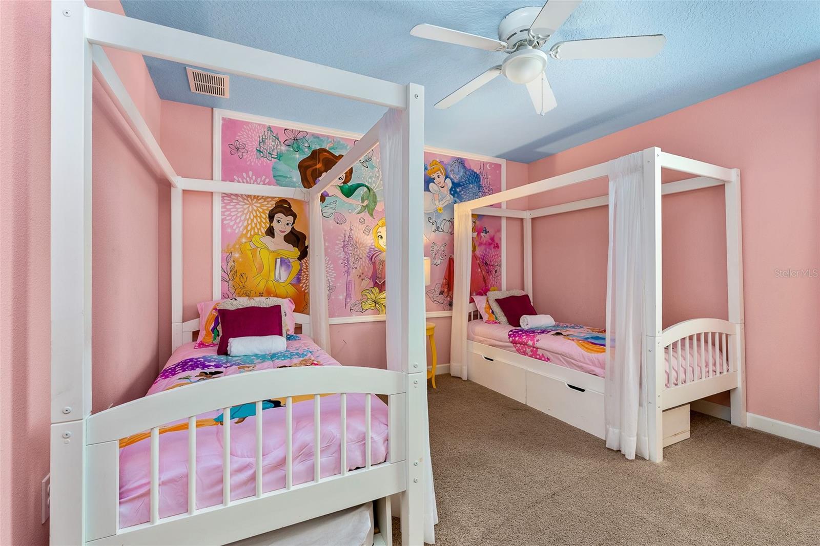 A Little Princess Magic! Charming Themed Bedroom with Twin Canopy Beds and Pretty Pink Accents - 1520 MOON VALLEY DR, DAVENPORT