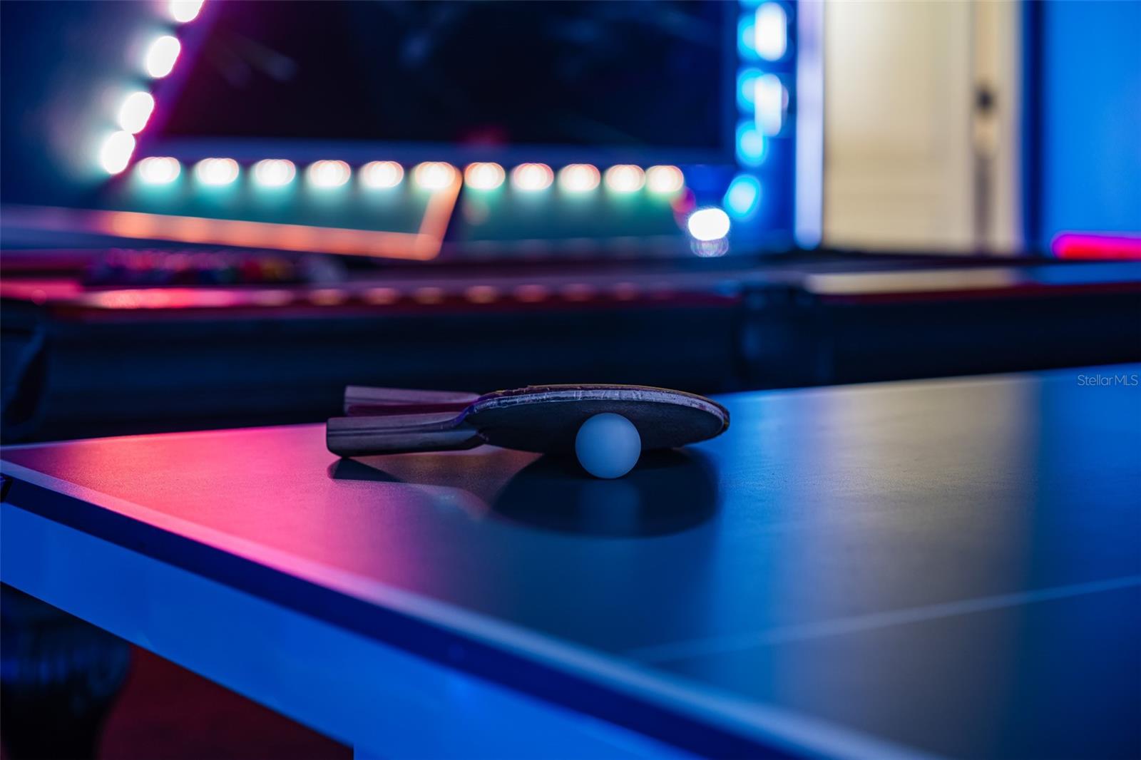 Game Room Detail Featuring Integrated LED Lighting and Gaming Equipment - 1520 MOON VALLEY DR, DAVENPORT