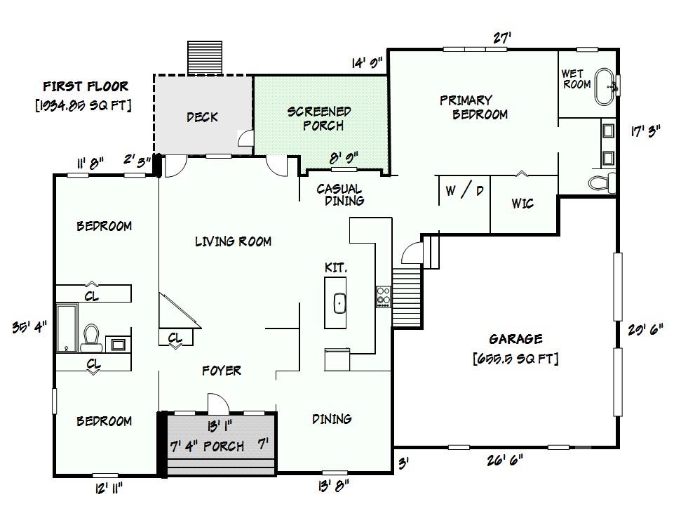 Main level floor plan - 3442 Sourwood Court, Lincolnton