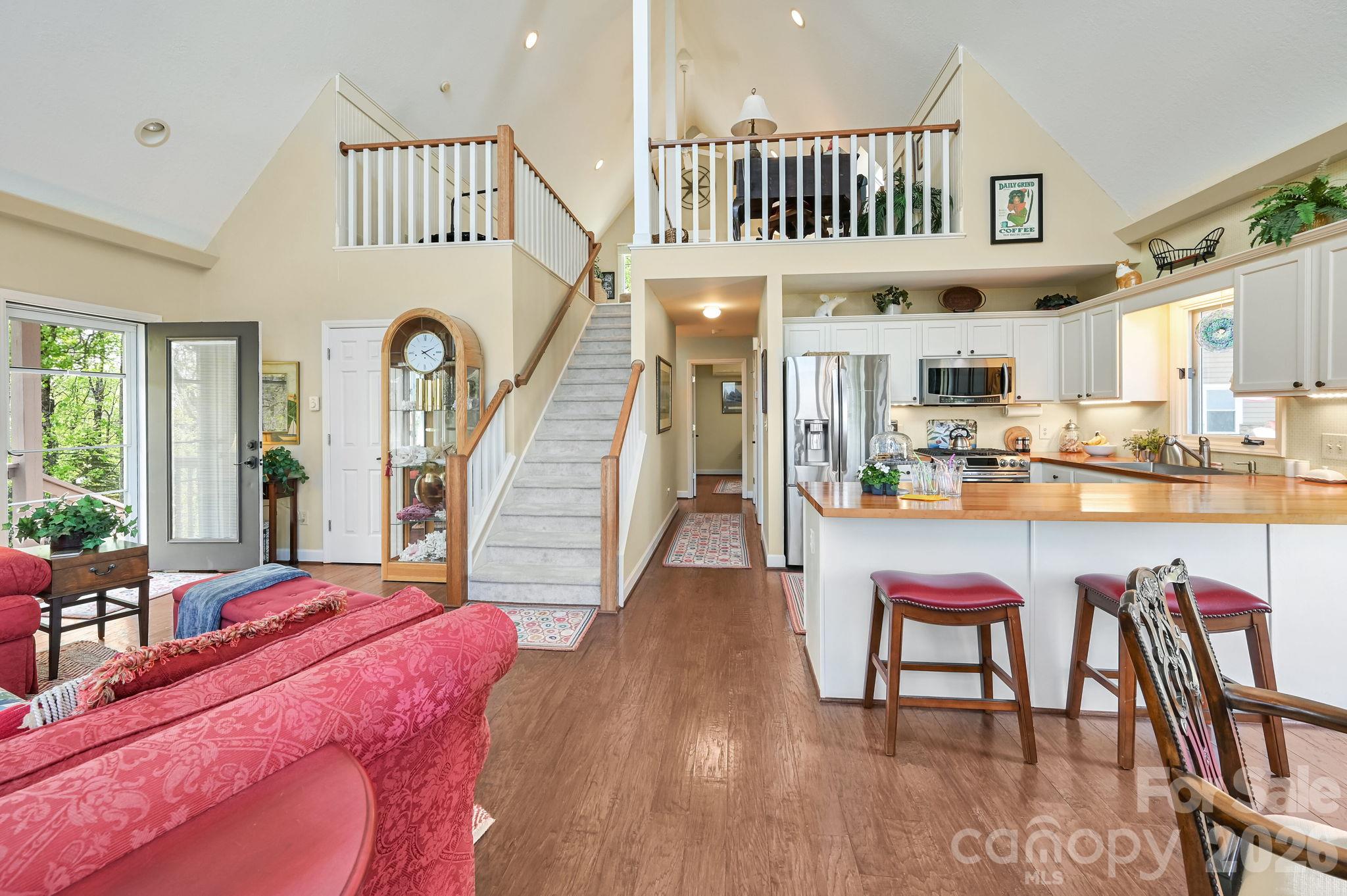 Greatroom to the loft and main level bedrooms - 107 Fawns Rest None, Black Mountain