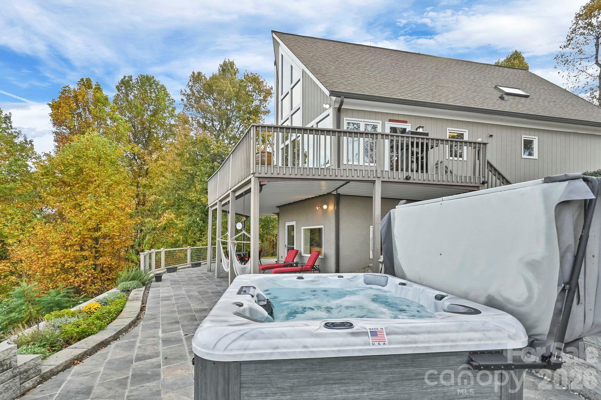 Large hot tub looking toward the home - 107 Fawns Rest None, Black Mountain