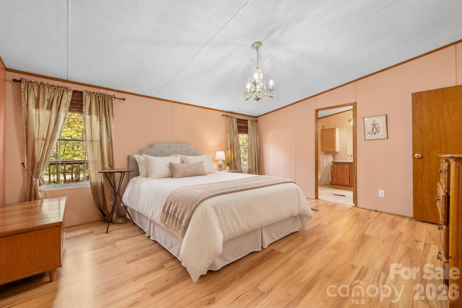 Virtually staged primary bedroom - 3297 Stony Brook Circle, Newton