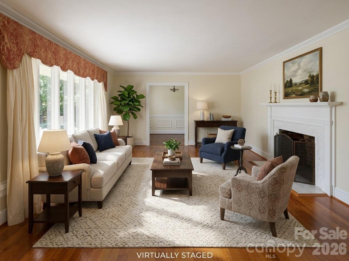 Living room virtually staged - 1515 Holbrook Court, Albemarle