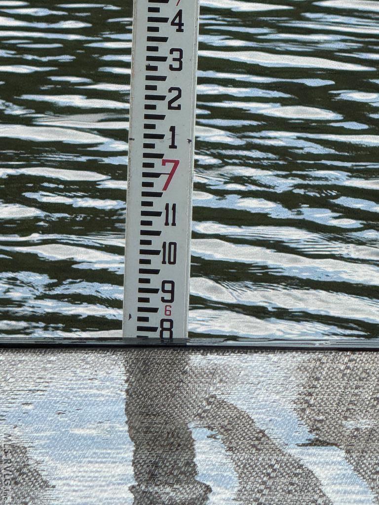 Water Depth in front of boatramp, This measurement taken on 07/08/26 is 6'-8" and was taken in the middle of the cove between this property and the boatramp (in front on the boat ramp) - 796 Tanglewood Drive, Bracey VA 23919